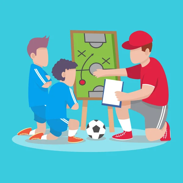 Voetbalcoach Geeft Advies Aan Kinderen — Stockvector