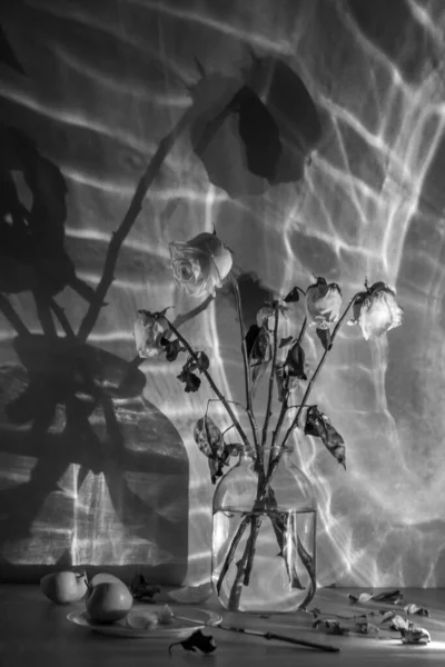 Μπουκέτο Μαλακά Τριαντάφυλλα Όμορφες Σκιές Από Ατμοσφαιρικό Μυστήριο Του Νερού — Φωτογραφία Αρχείου