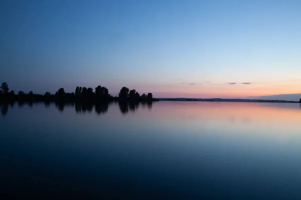 Skyline Beautiful Pink Sunset River Evening — Stockfoto