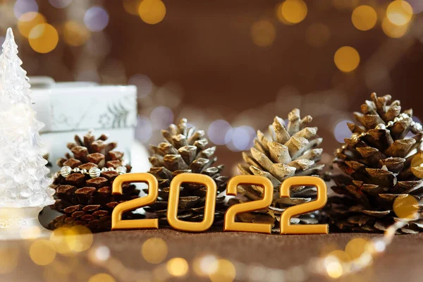 2022 Yılbaşı dekorasyonları arasında metin için bir boşluk vurgulanıyor