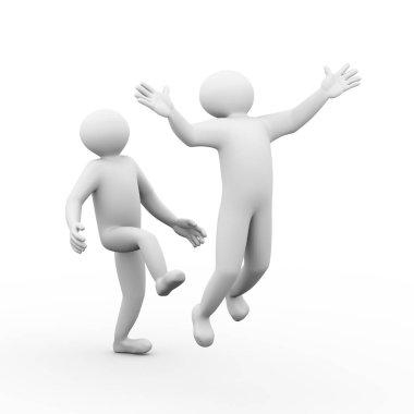 3d illustration of person kick out his employee . 3d human man person character and white people