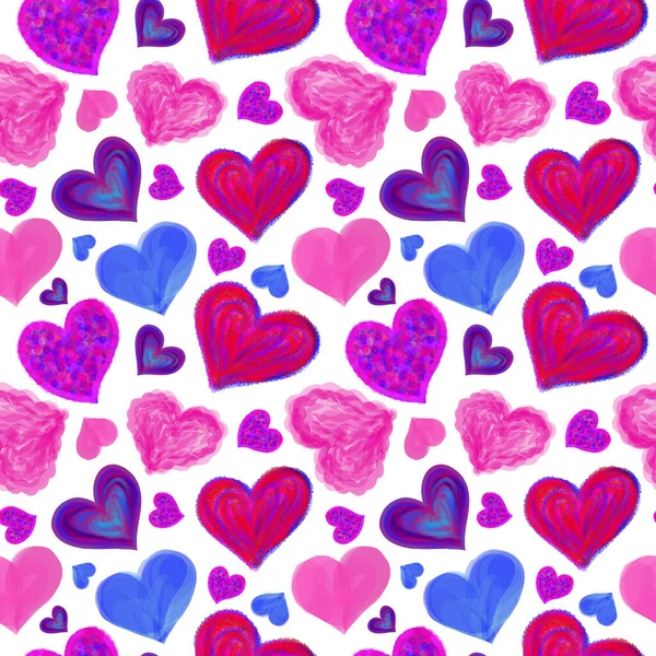 Patrón Sin Costuras Con Corazones Para Día San Valentín — Foto de Stock