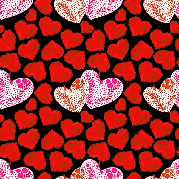 Бесшовный Узор Сердцами День Святого Валентина — стоковое фото