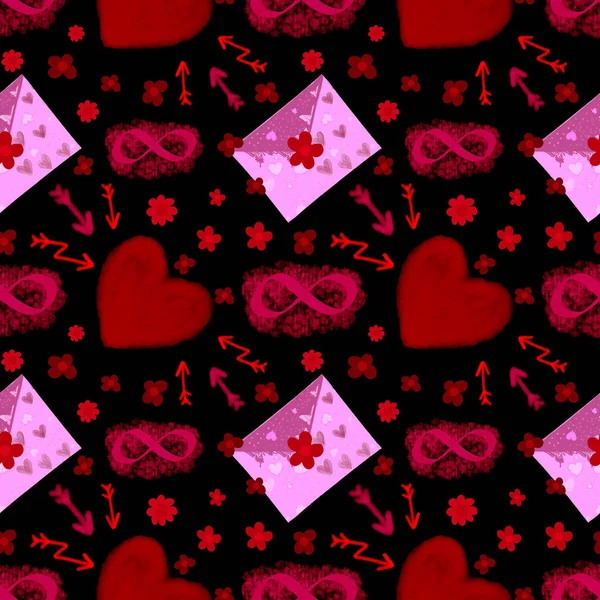 Patrón Sin Costuras Con Corazones Para Día San Valentín —  Fotos de Stock