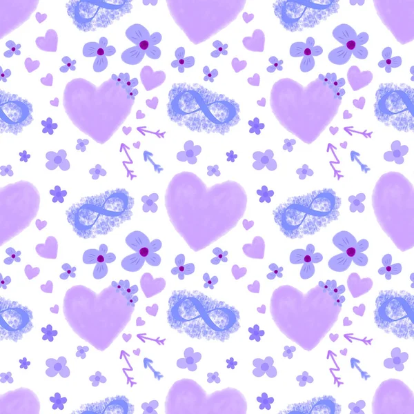 Nahtloses Muster Mit Herzen Für Den Valentinstag — Stockfoto