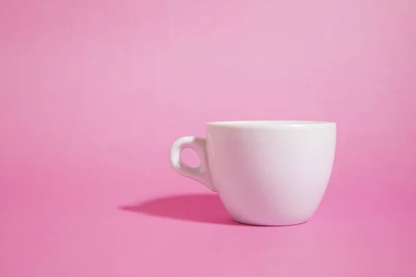 White Cup Coffee Pink Background — Fotografia de Stock