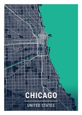 Chicago - Amerika Birleşik Devletleri Mavi Şehir Haritası dünyanın en ünlü şehirlerinin güzel baskılarıdır. Bu fiyata böyle bir baskı bulamazsın..