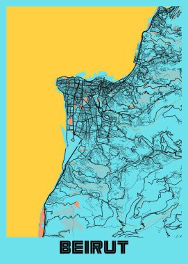 Beyrut - Lübnan Gloria Şehri Haritası dünyanın en ünlü şehirlerinin güzel bir kopyası. Bu fiyata böyle bir baskı bulamazsın..