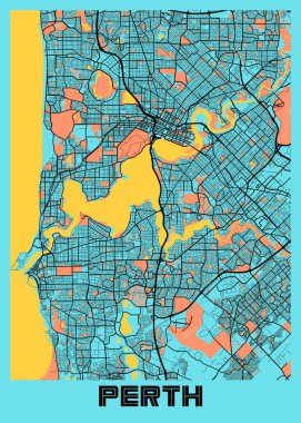 Perth - Avustralya Gloria Şehir Haritası dünyanın en ünlü şehirlerinin güzel bir kopyası. Bu fiyata böyle bir baskı bulamazsın..