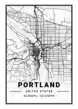 Portland - Birleşik Devletler Işık Şehri Haritası dünyanın en ünlü şehirlerinin güzel bir kopyası. Bu fiyata böyle bir baskı bulamazsın..