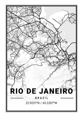 Rio De Janeiro - Brezilya Işık Şehri Haritası dünyanın en ünlü şehirlerinin güzel bir kopyası. Bu fiyata böyle bir baskı bulamazsın..