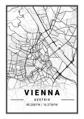 Viyana - Avusturya Işık Şehri Haritası dünyanın en ünlü şehirlerinin güzel bir kopyası. Bu fiyata böyle bir baskı bulamazsın..