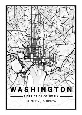 Washington - Birleşik Devletler Işık Şehri Haritası dünyanın en ünlü şehirlerinin güzel bir kopyası. Bu fiyata böyle bir baskı bulamazsın..