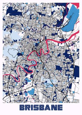 Brisbane - Avustralya MilkTea City Haritası dünyanın en ünlü şehirlerinin güzel bir kopyası. Bu fiyata böyle bir baskı bulamazsın..