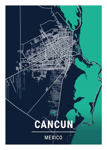 Cancun Mexico Blue Dark City Map Ist Eine Wunderschöne Karte — Stockfoto