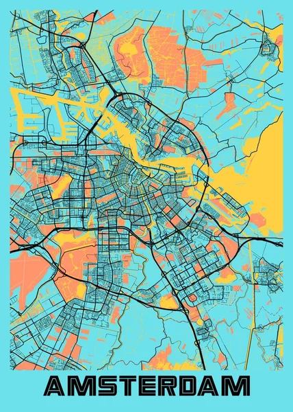 Άμστερνταμ Ολλανδία Gloria City Map Είναι Όμορφες Εκτυπώσεις Των Πιο — Φωτογραφία Αρχείου