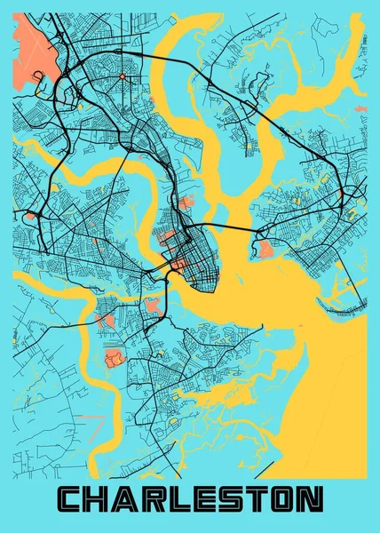 Charleston United States Gloria City Map Beautiful Prints World Most — Stock Photo, Image