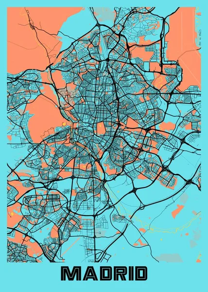 Madrid Spanya Gloria City Haritası Dünyanın Ünlü Şehirlerinin Güzel Birer — Stok fotoğraf