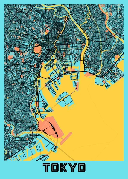Tokio Japón Gloria City Map Hermoso Estampado Las Ciudades Más — Foto de Stock