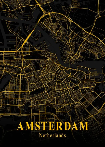 Amsterdam Netherlands Gold City Map Ist Eine Wunderschöne Kopie Der — Stockfoto