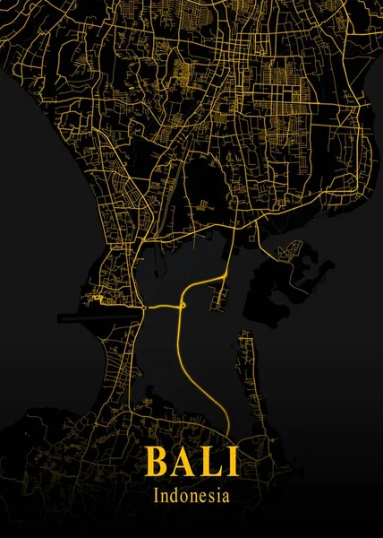 Bali Indonesia Gold City Map Beautiful Prints World Most Famous — Stock Photo, Image