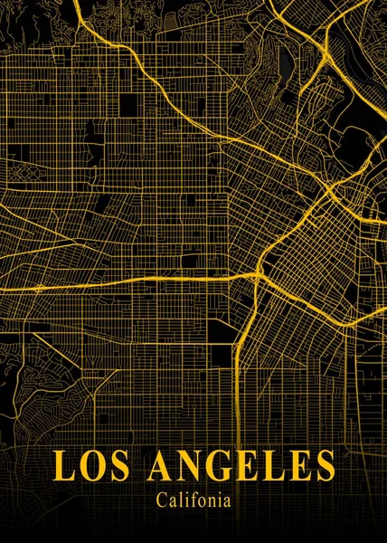 Λος Άντζελες Ηνωμένες Πολιτείες Gold City Map Είναι Όμορφες Εκτυπώσεις — Φωτογραφία Αρχείου