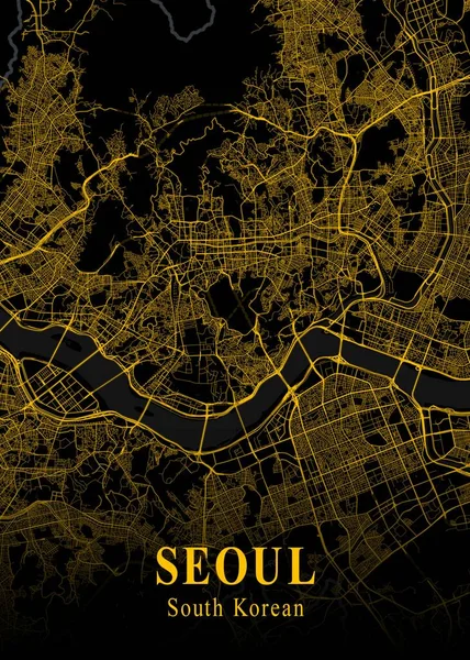 Seoul Mappa Della Città Oro Della Corea Del Sud Sono — Foto Stock