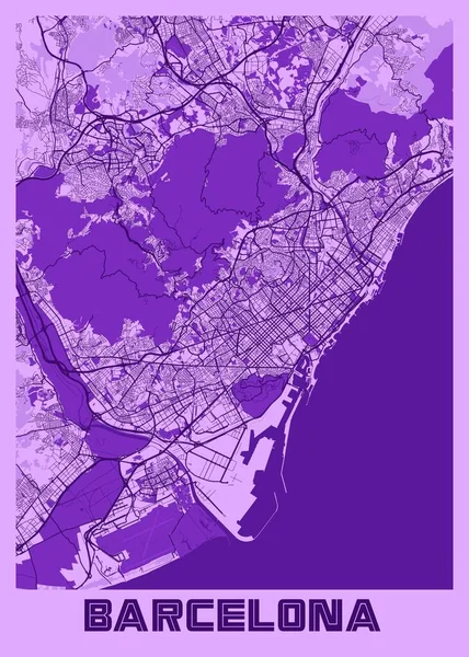 Barcelona Espanha Mapa Cidade Lavanda São Belas Estampas Das Cidades — Fotografia de Stock