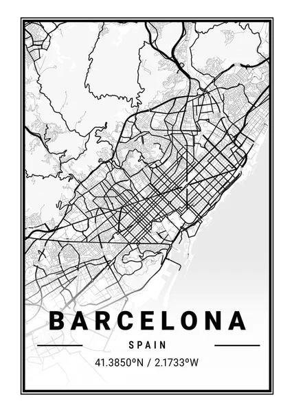 Barselona Spanya Işık Şehri Haritası Dünyanın Ünlü Şehirlerinin Güzel Bir — Stok fotoğraf