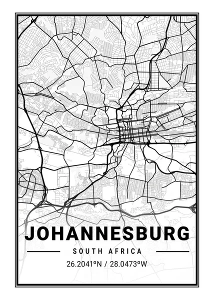 Johannesburgo Sudáfrica Light City Map Hermoso Estampado Las Ciudades Más — Foto de Stock