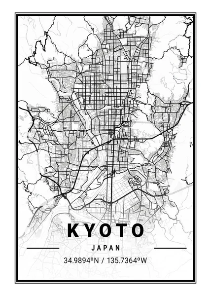 Kyoto Japan Light City Map Una Hermosa Impresión Las Ciudades — Foto de Stock