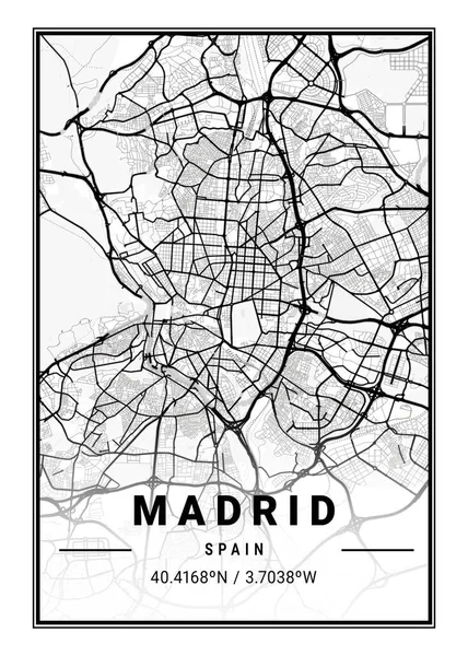 Madrid Spain Light City Map Hermoso Estampado Las Ciudades Más — Foto de Stock