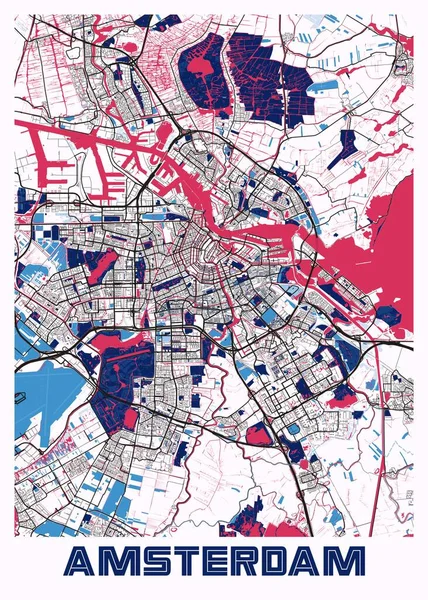 Amsterdam Holanda Milktea City Map Uma Bela Estampa Das Cidades — Fotografia de Stock