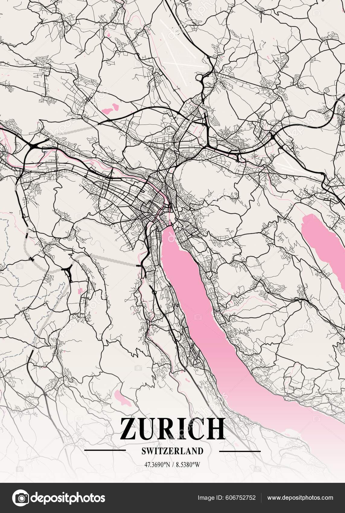 Zurich Switzerland Neapolitan City Map Beautiful Prints World s Most zurich-switzerland-neapolitan-city-map-beautiful-prints-world-s-most