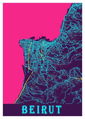 Beyrut - Lübnan Neon Şehri Haritası dünyanın en ünlü şehirlerinin güzel baskılarıdır. Bu fiyata böyle bir baskı bulamazsın..
