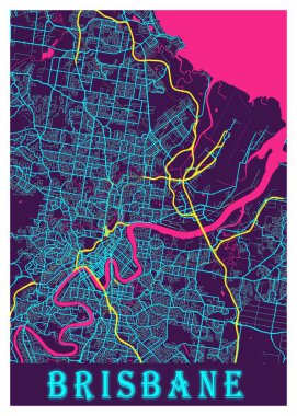 Brisbane - Avustralya Neon Şehir Haritası dünyanın en ünlü şehirlerinin güzel bir kopyası. Bu fiyata böyle bir baskı bulamazsın..