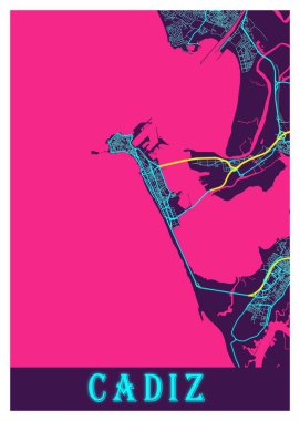 Cadiz - İspanya Neon Şehir Haritası dünyanın en ünlü şehirlerinin güzel bir kopyası. Bu fiyata böyle bir baskı bulamazsın..