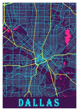 Dallas - Amerika Birleşik Devletleri Neon Şehir Haritası dünyanın en ünlü şehirlerinin güzel bir kopyası. Bu fiyata böyle bir baskı bulamazsın..