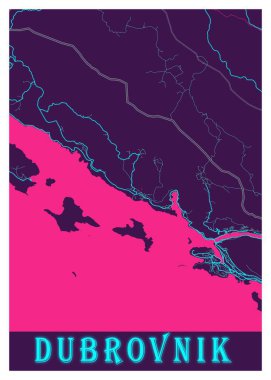 Dubrovnik - Hırvatistan Neon Kent Haritası dünyanın en ünlü şehirlerinin güzel bir kopyası. Bu fiyata böyle bir baskı bulamazsın..