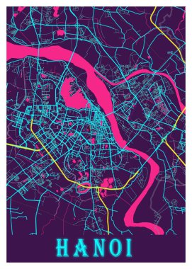Hanoi - Vietnam Neon Şehir Haritası dünyanın en ünlü şehirlerinin güzel bir kopyası. Bu fiyata böyle bir baskı bulamazsın..