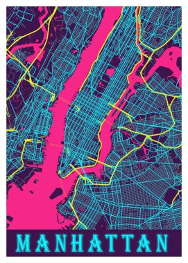 Manhattan - Amerika Birleşik Devletleri Neon Şehir Haritası dünyanın en ünlü şehirlerinin güzel baskılarıdır. Bu fiyata böyle bir baskı bulamazsın..
