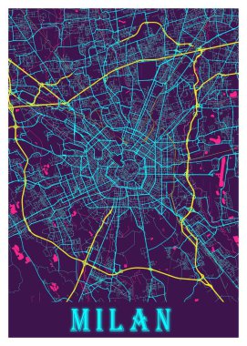 Milan - İtalya Neon Şehir Haritası dünyanın en ünlü şehirlerinin güzel bir kopyası. Bu fiyata böyle bir baskı bulamazsın..