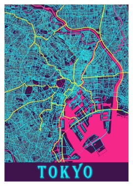 Tokyo - Japonya Neon Şehir Haritası dünyanın en ünlü şehirlerinin güzel baskılarıdır. Bu fiyata böyle bir baskı bulamazsın..