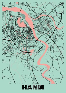 Hanoi - Vietnam Peony City Haritası dünyanın en ünlü şehirlerinin güzel bir kopyası. Bu fiyata böyle bir baskı bulamazsın..