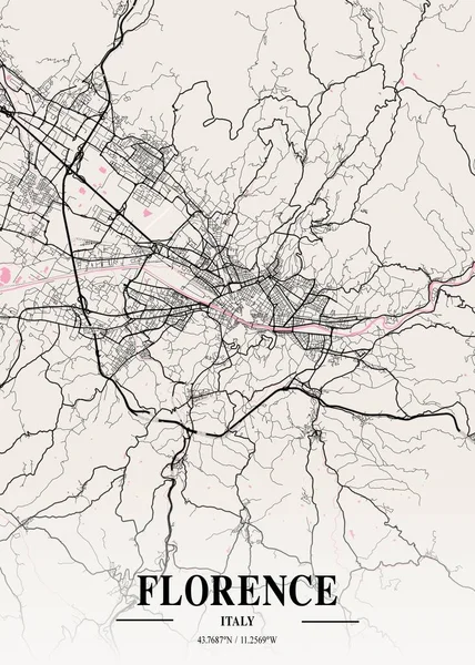 Florencia Italia Mapa Napolitano Ciudad Hermoso Estampado Las Ciudades Más —  Fotos de Stock