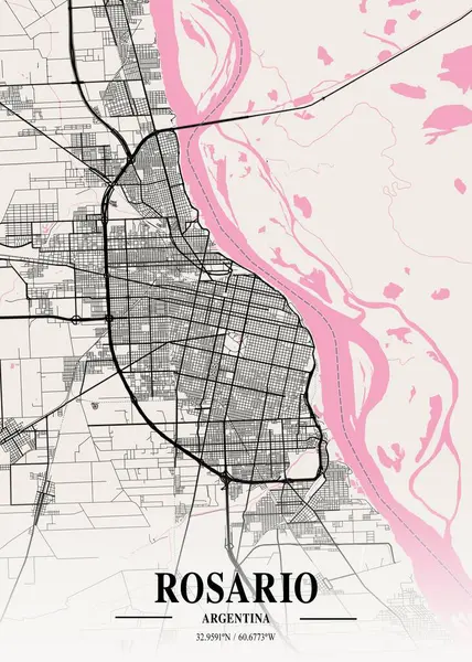 Rosario Argentina Mapa Cidade Napolitana Uma Bela Estampa Das Cidades — Fotografia de Stock
