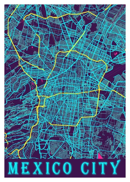 Πόλη Του Μεξικού Mexico Neon City Map Είναι Όμορφες Εκτυπώσεις — Φωτογραφία Αρχείου