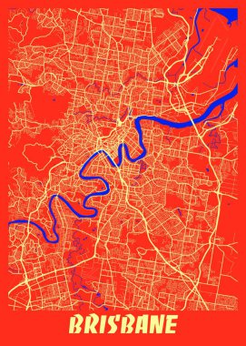 Brisbane - Avustralya Retro City Haritası dünyanın en ünlü şehirlerinin güzel bir kopyası. Bu fiyata böyle bir baskı bulamazsın..