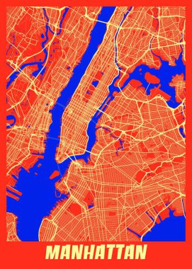 Manhattan - Amerika Birleşik Devletleri Retro City Haritası dünyanın en ünlü şehirlerinin güzel bir kopyası. Bu fiyata böyle bir baskı bulamazsın..