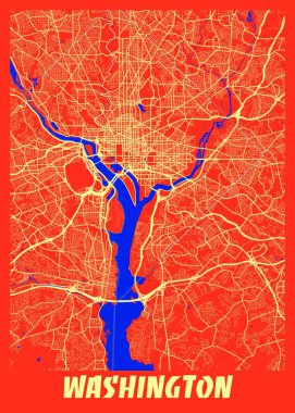 Washington - Amerika Birleşik Devletleri Retro City Haritası dünyanın en ünlü şehirlerinin güzel bir kopyası. Bu fiyata böyle bir baskı bulamazsın..